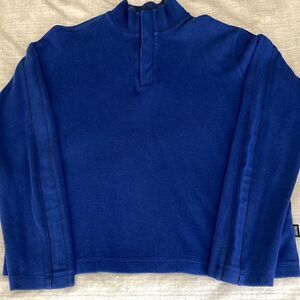 Hugo Boss Mens Navy Long Sleeve Cotton Ribbed Mock Neck Sweater. Size Medium.
